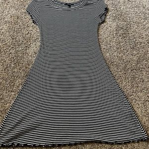 Black and white thin striped dress